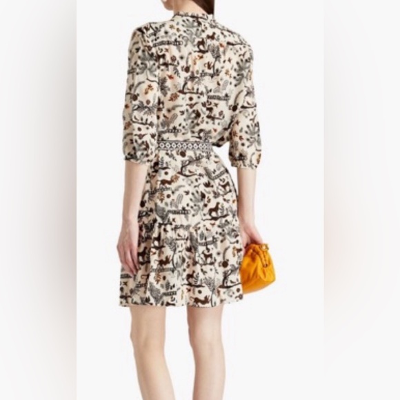 Saloni Tyra jungle print silk shirt dress US size 0 - Picture 2 of 11